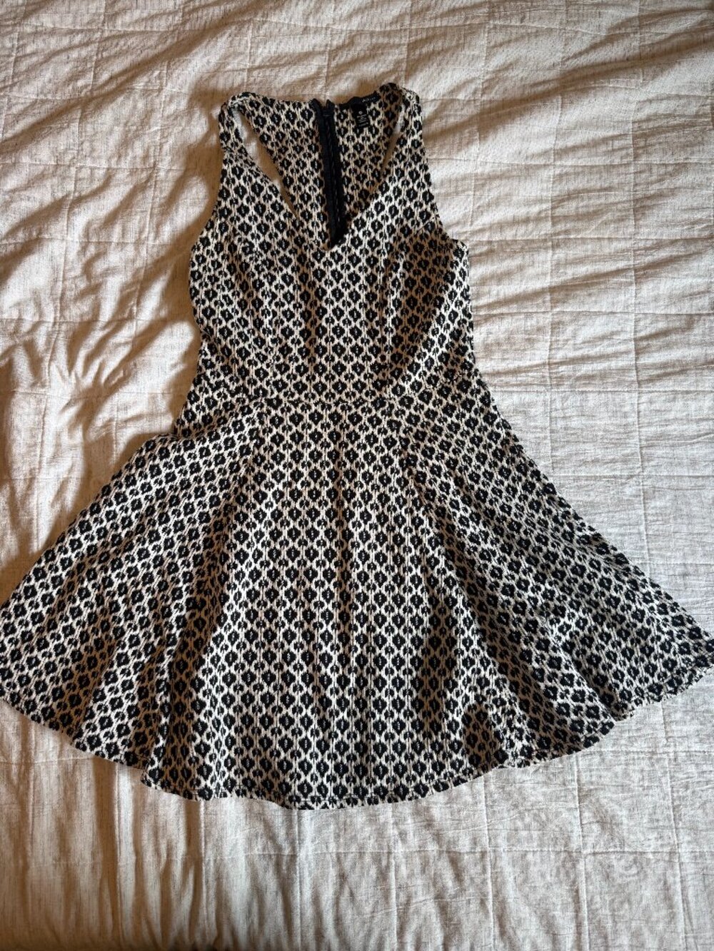 Aqua, Black and White Short A-line dress (S)